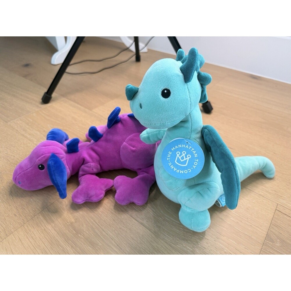 Manhattan Toy Company Hester Wilfred Dragon Plush Purple Teal Stuffed Animal Lot